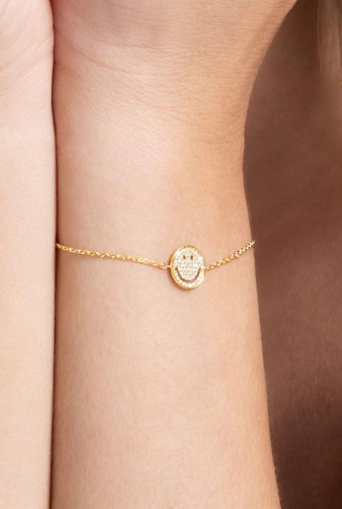 Bracelet chaîne smiley or jaune pavé diamants - Redline - 0++