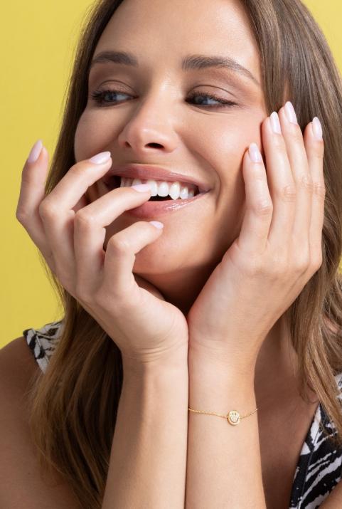 Bracelet chaîne smiley or jaune pavé diamants - Redline - 0++