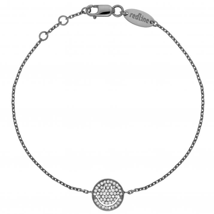 Bracelet chaîne smiley or noir pavé diamants - Redline - 0++