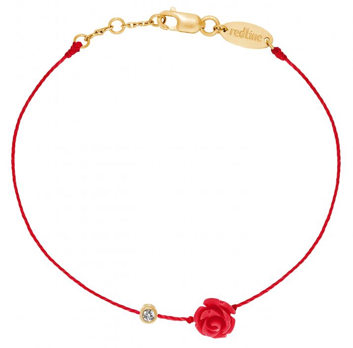 Bracelet fil avec diamant 0.05 carat en serti clos or jaune fleur - Redline - 0++