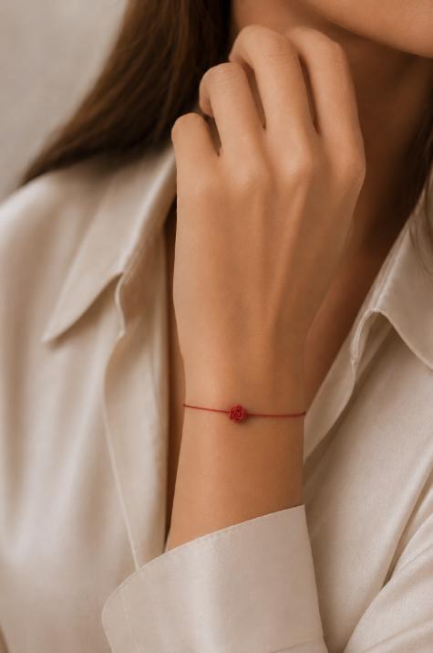 Bracelet fil or noir fleur - Redline - 0++