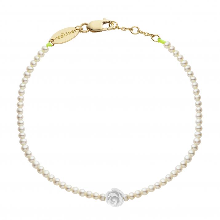 Bracelet or jaune en perle S avec rose - Redline