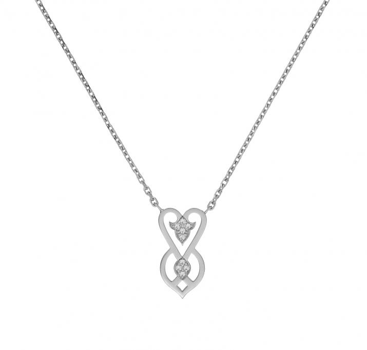 Collier Chaîne Femme avec 0.05ct Diamant Rond en Or Blanc Pavé - Redline - 0++