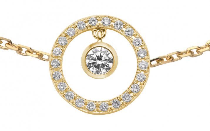 Bracelet chaîne avec diamant 0.16 en serti clos or jaune - Redline - 0++