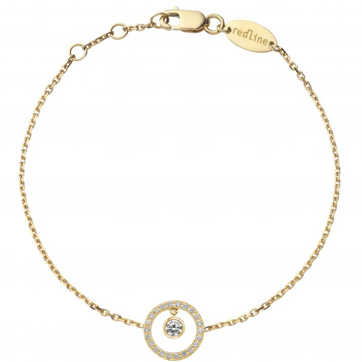 Bracelet chaîne avec diamant 0.16 en serti clos or jaune - Redline - 0++