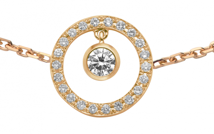 Bracelet chaîne avec diamant 0.16 en serti clos or rose - Redline - 0++