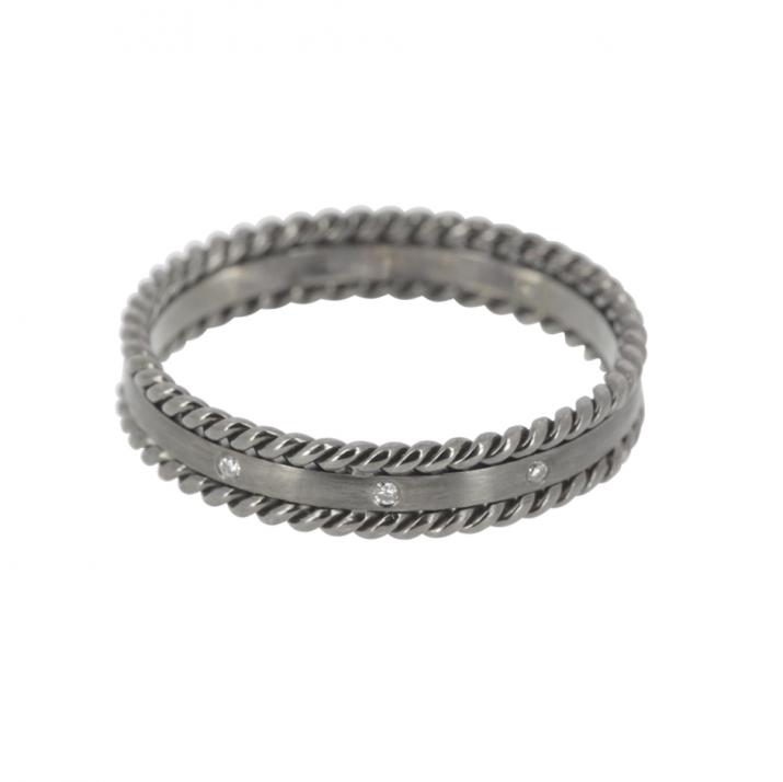 Bague or noir brossé Very Nice en diamant - Redline - 0++