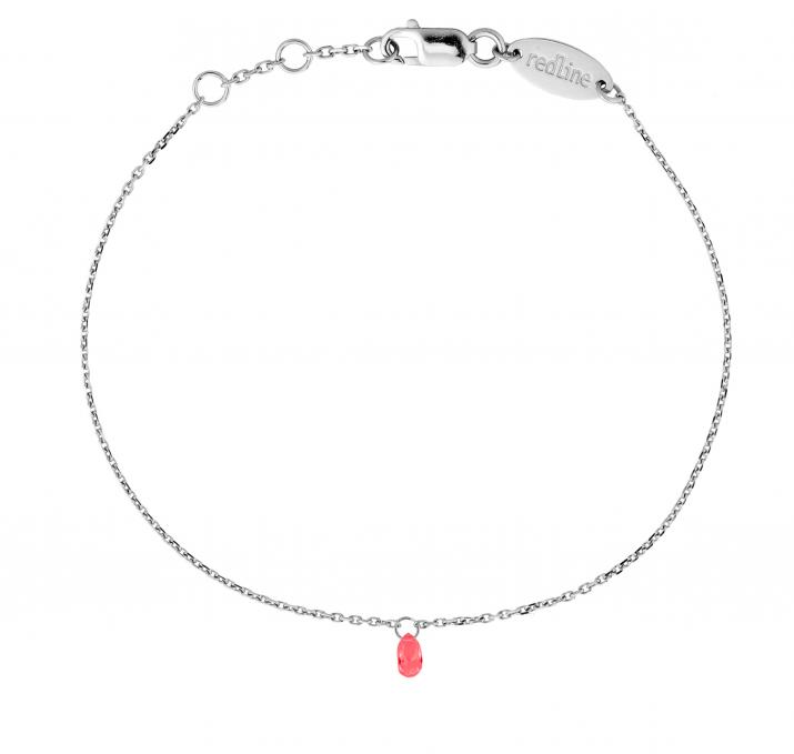 Bracelet chaîne avec un saphir de couleur en serti griffe or blanc - Redline - 0++