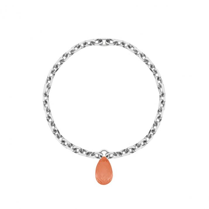 Bague chaîne avec un saphir de couleur en serti griffe or blanc - Redline