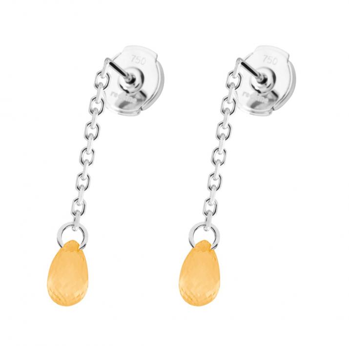 Boucles d'oreilles pendantes 5cm avec saphir de couleur en serti griffe or blanc - Redline - 0++