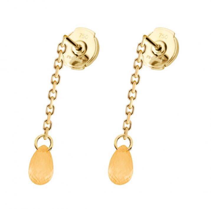 Boucles d'oreilles pendantes 5cm avec saphir de couleur en serti griffe or jaune - Redline - 0++