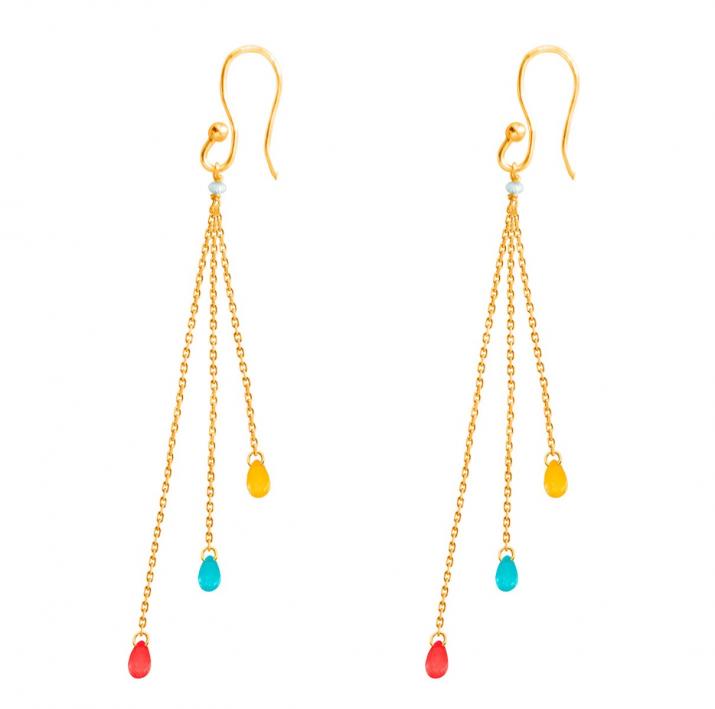 Boucles d'oreilles avec 3 saphirs de couleur or rose - Redline - 0++