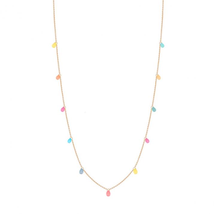 Collier sautoir chaîne avec 11 saphirs de couleur or rose - Redline