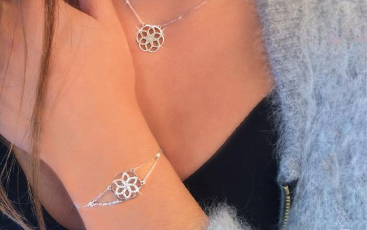 Bracelet Chaîne Femme avec 0.18ct Diamant en Or Blanc Pavé - Redline - 0++