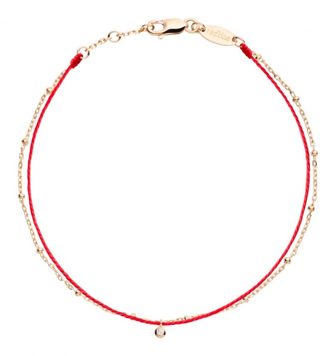 Bracelet duo de fil et de chaîne boule avec diamant or jaune - Redline - 0++