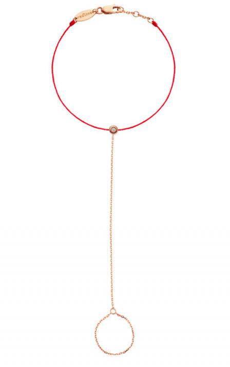 Bracelet fil et chaîne avec diamant 0.02 carat en serti clos or rose - Redline - 0++