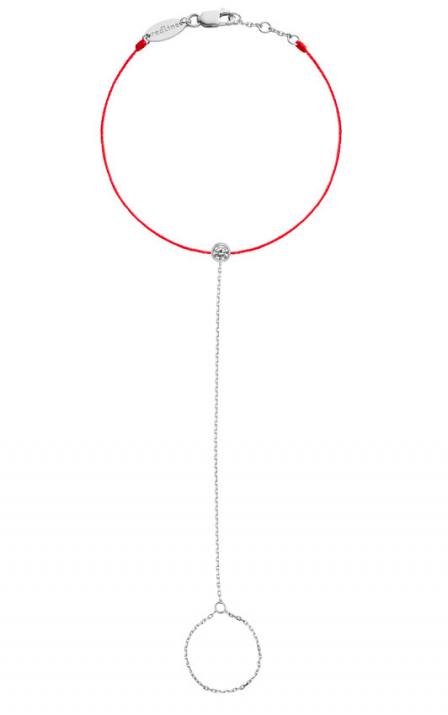 Bracelet fil et chaîne avec diamant 0.10 carat en serti clos or blanc - Redline