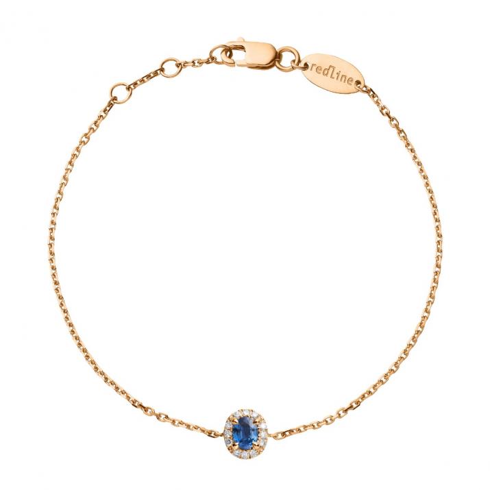 Bracelet chaîne saphir et diamants en serti griffe or rose - Redline - 0++