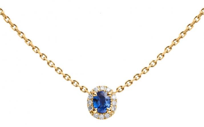 Collier chaîne saphir et diamants en serti griffe or jaune - Redline - 0++