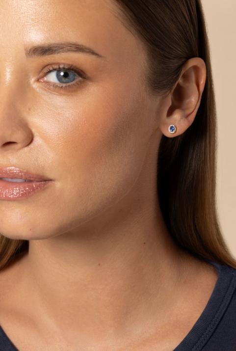 Boucles d'oreilles saphir et diamants en serti griffe or blanc - Redline - 0++
