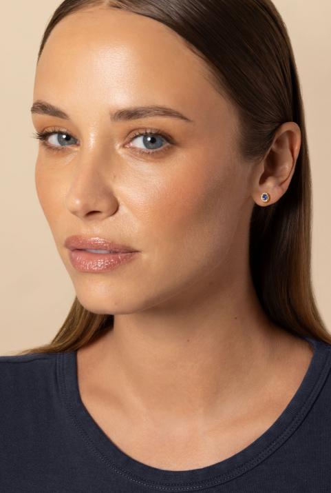 Boucles d'oreilles saphir et diamants en serti griffe or jaune - Redline - 0++