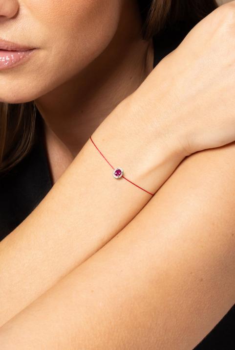 Bracelet fil rubis et diamants en serti griffe or blanc - Redline - 0++