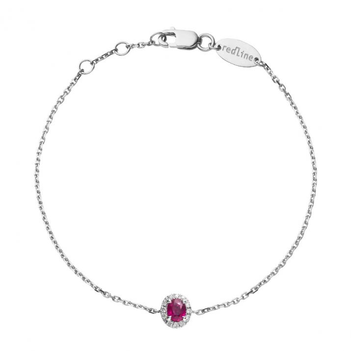Bracelet chaîne rubis et diamants en serti griffe or blanc - Redline - 0++