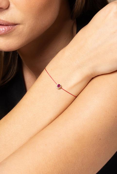 Bracelet fil rubis et diamants en serti griffe or jaune - Redline - 0++
