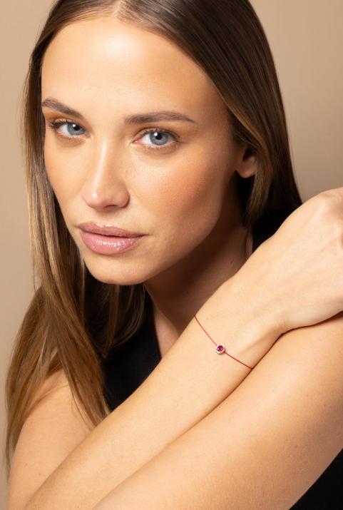 Bracelet fil rubis et diamants en serti griffe or rose - Redline - 0++