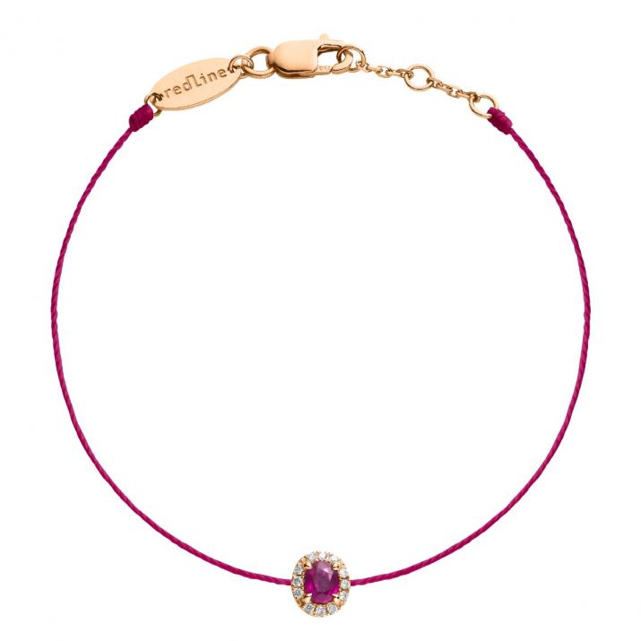 Bracelet fil rubis et diamants en serti griffe or rose - Redline - 0++