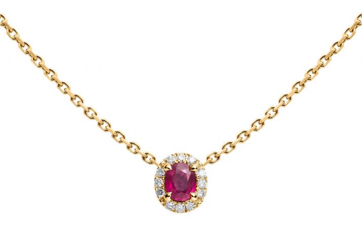 Collier chaîne rubis et diamants serti griffe or jaune - Redline - 0++