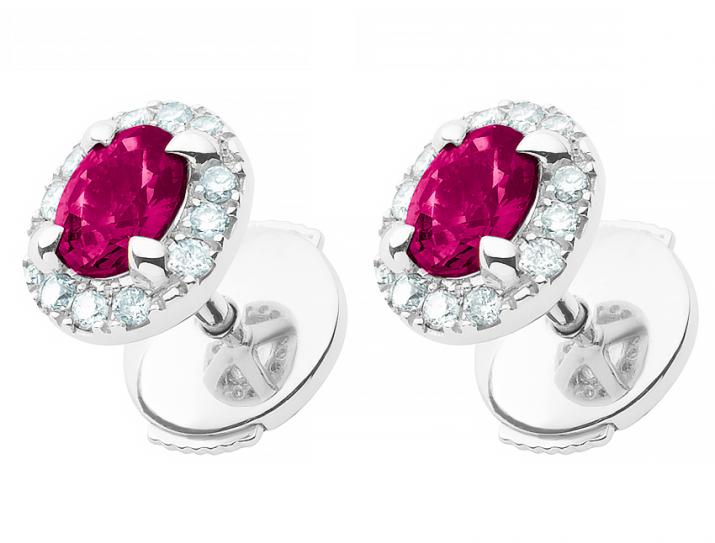 Boucles d'oreilles rubis et diamants en serti griffe or blanc Diva - Redline - 0++