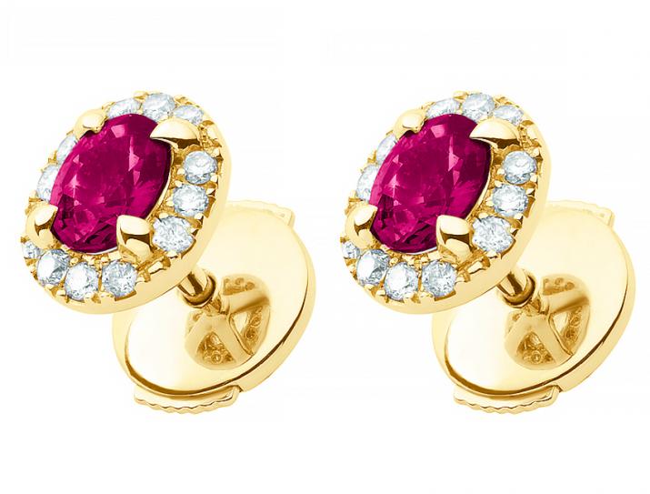 Boucles d’oreilles rubis et diamants sur or jaune  - Redline - 0++