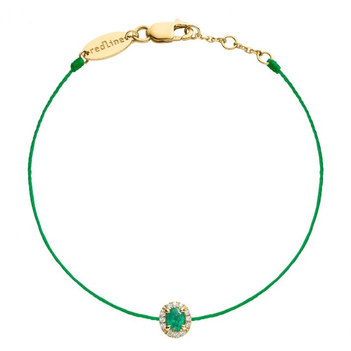 Bracelet fil émeraude et diamants or jaune - Redline - 0++
