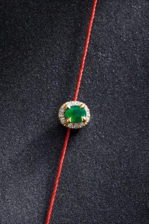 Bracelet fil émeraude et diamants or jaune - Redline - 0++