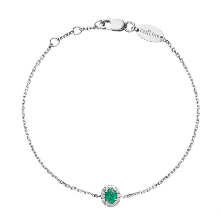 Bracelet chaîne émeraude et diamants or blanc - Redline - 0++