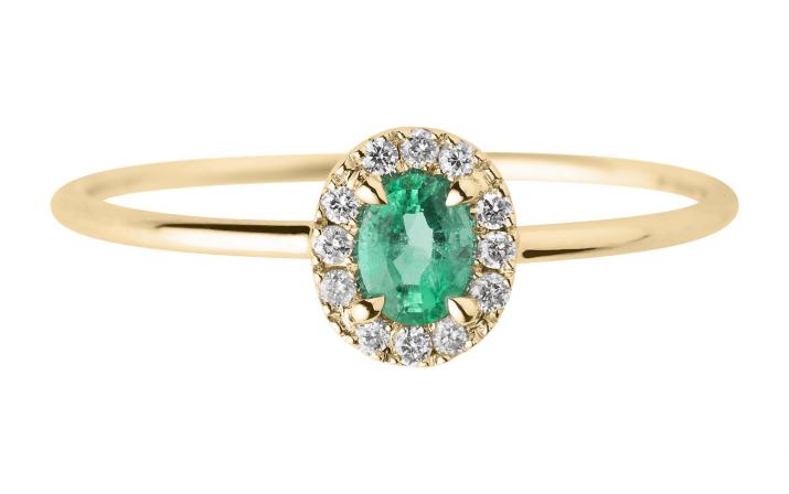 Bague jonc émeraude et diamants en serti griffe or jaune - Redline - 0++
