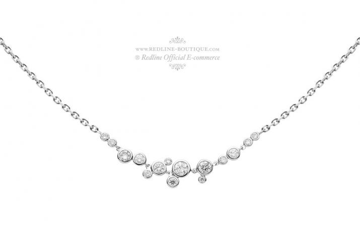 Collier chaîne avec diamants 0.65 carat en serti clos or blanc - Redline - 0++