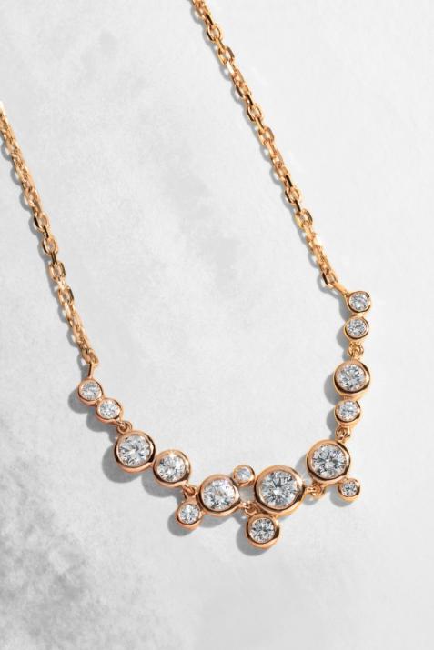 Collier chaîne avec diamants 0.65 carat en serti clos or rose - Redline - 0++