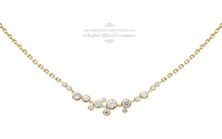 Collier chaîne avec diamants 0.65 carat en serti clos or jaune - Redline - 0++