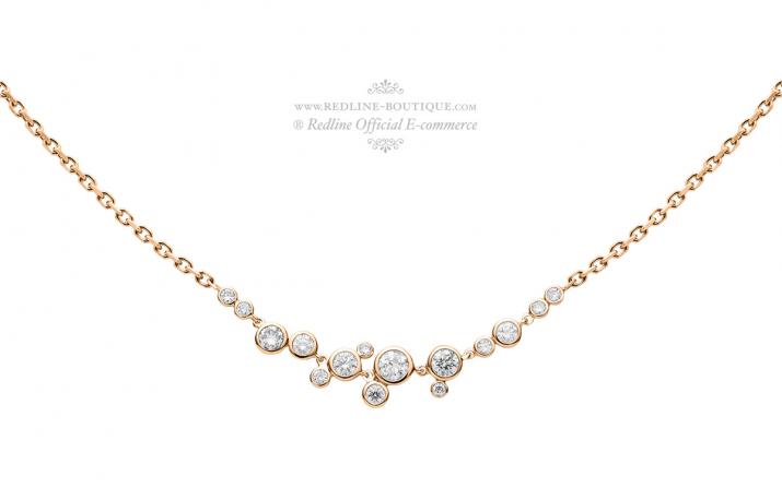 Collier chaîne avec diamants 0.65 carat en serti clos or rose - Redline - 0++
