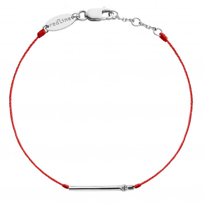 Bracelet fil tube or blanc avec diamant 0.05 ct - Redline - 0++