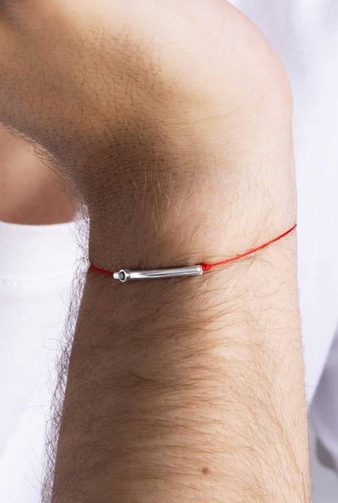 Bracelet homme fil tube or blanc avec diamant noir - Redline - 0++