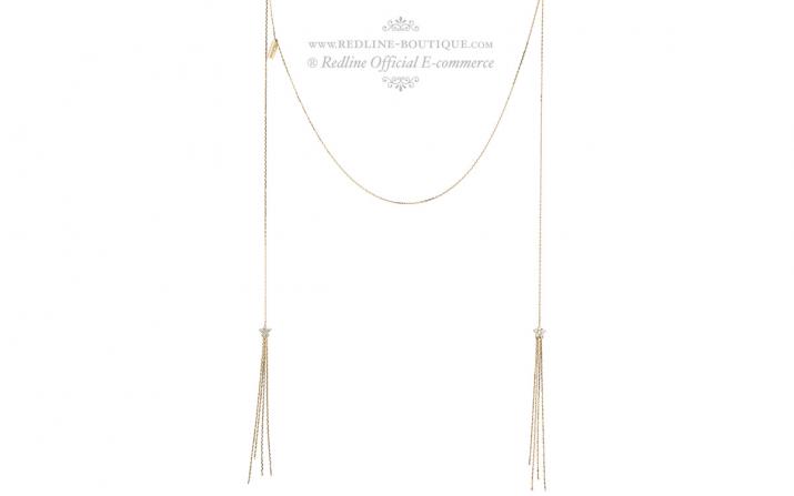 Collier chaîne cravate 2 étoiles franges or jaune - Redline