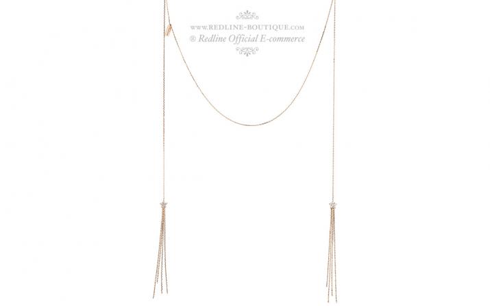 Collier chaîne cravate 2 étoiles franges or noir - Redline