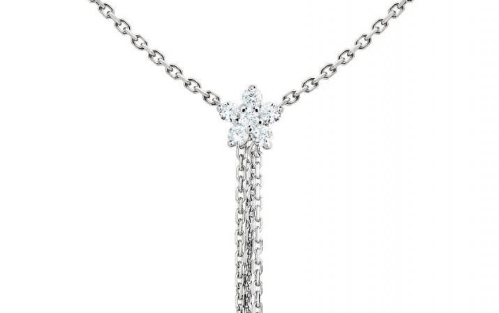 Collier chaîne étoile or blanc avec diamants - Redline - 0++