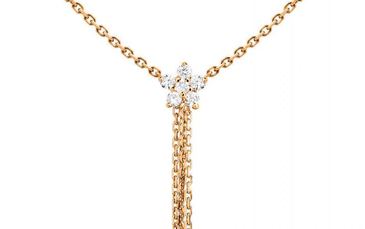 Collier chaîne étoile or rose avec diamants - Redline - 0++