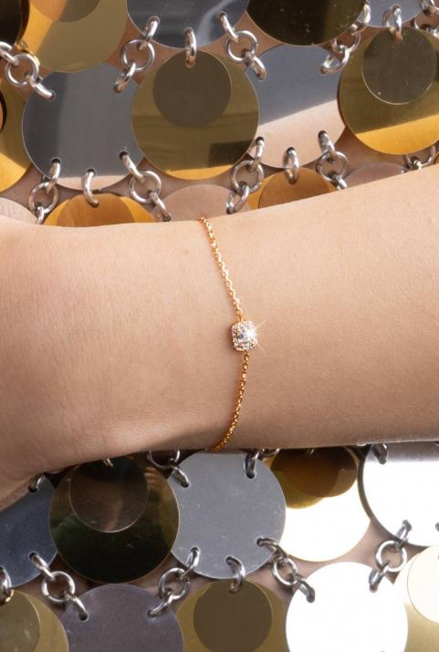 Bracelet chaîne diamant taille émeuraude en or rose - Redline - 0++