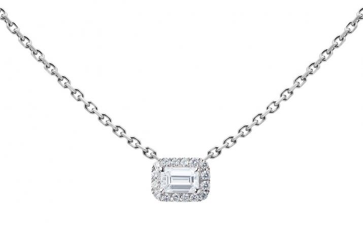 Collier chaîne diamant taille émeuraude en or blanc - Redline - 0++