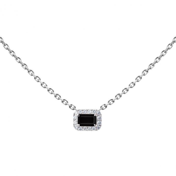 Collier chaîne onyx et diamants or blanc - Redline